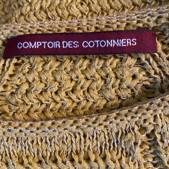Comptoir Des Cotonnier Yellow Metallic Silver Cable Knit Sweater - S - Picture 9 of 11